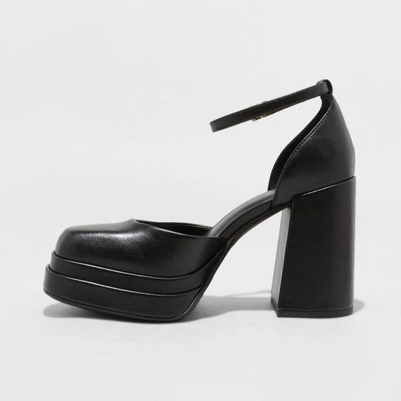 Wild Fable Black Platform Heels with Ankle Strap - Picture 2 of 4